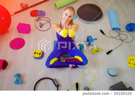 Girl with fitness accessories Girl with fitness accessories 30100320