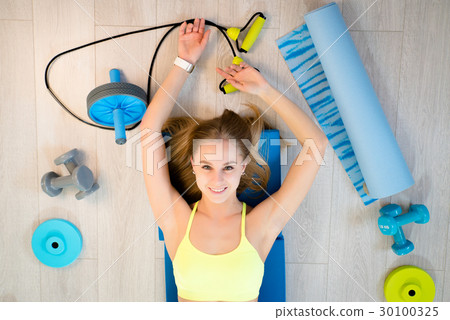 Girl with fitness accessories Girl with fitness accessories 30100325