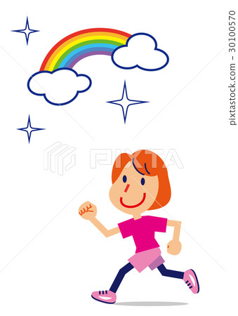 跑步的婦女在雨以後上升 跑步的婦女在雨以後上升 30100570