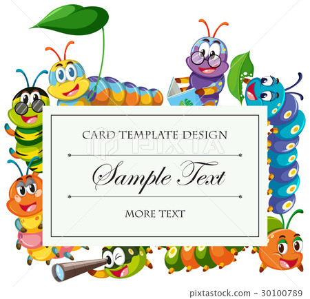 Card template with caterpillars around border Card template with caterpillars around border 30100789
