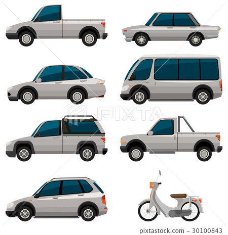 Different types of vehicles in white color Different types of vehicles in white color 30100843