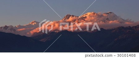 Peaks of the Annapurna range at sunset 30101408