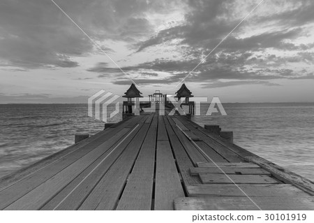 wooden path walking way leading to coastline 30101919