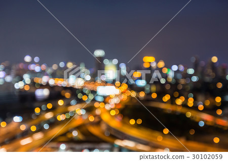 Blurred bokeh light highway intersection  30102059