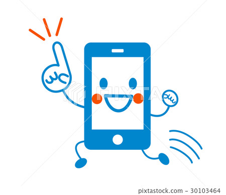 Cute character jump of smartphone Cute character jump of smartphone 30103464