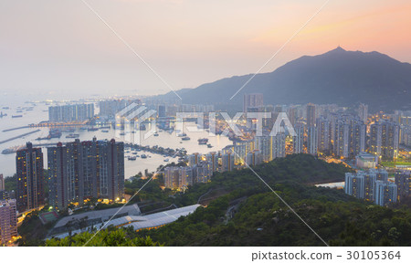 Hong Kong Tuen Mun skyline and South China sea Hong Kong Tuen Mun skyline and South China sea 30105364