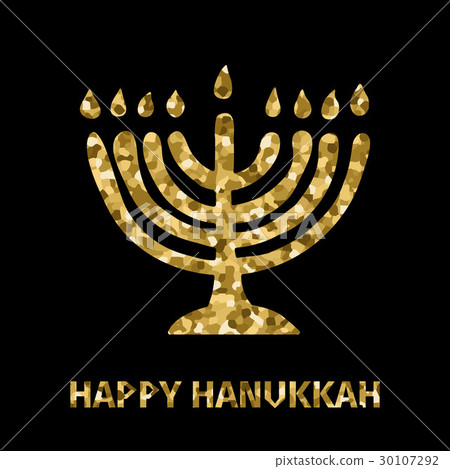 Golden color menorah on black 30107292