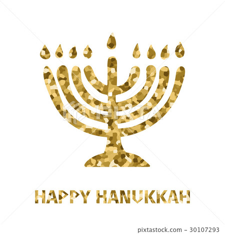 Golden color menorah on white 30107293
