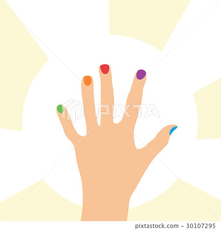 Hand with colorful nails Hand with colorful nails 30107295