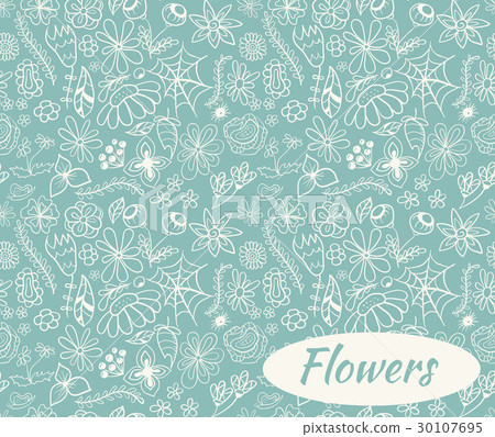 Seamless floral doodle pattern background Seamless floral doodle pattern background 30107695