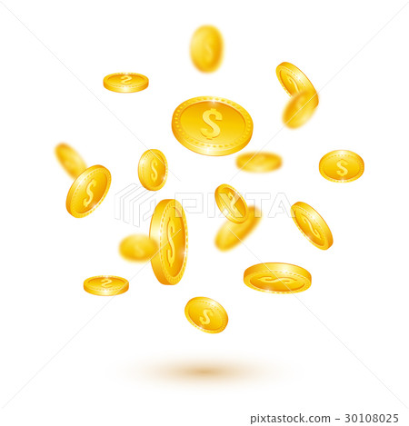 Realistic 3d falling gold coins. 30108025