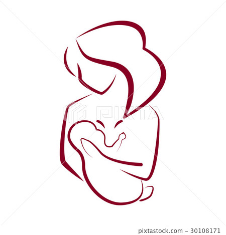 Stylized image of breastfeeding woman with baby Stylized image of breastfeeding woman with baby 30108171