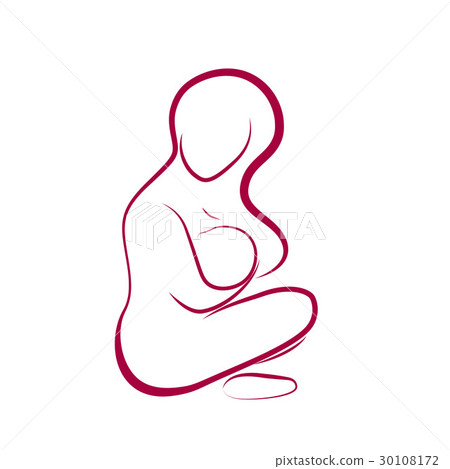 Stylized image of breastfeeding woman with baby 30108172