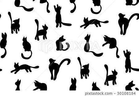 Seamless pattern with black cat silhouettes Seamless pattern with black cat silhouettes 30108184