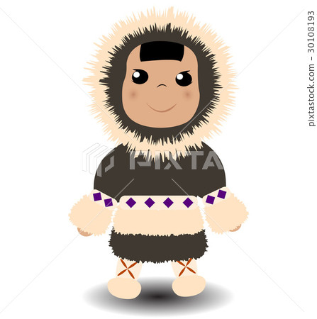 Cute eskimo boy with fluffy fur coat Cute eskimo boy with fluffy fur coat 30108193