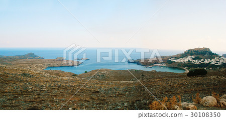 Panorama of the bay of the White City of Lindos 30108350