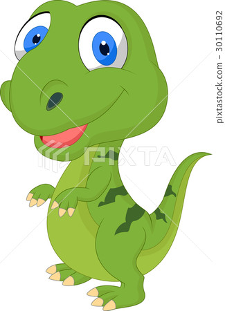 Cute cartoon green dinosaur 30110692