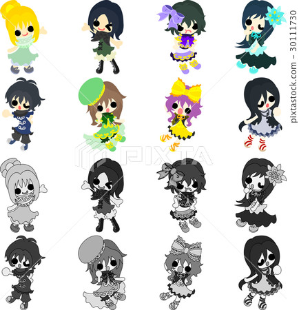 Icons of girls in fashionable clothes 30111730