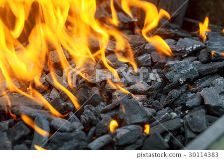 Background of Flames and Glowing Embers  Campfire 30114383