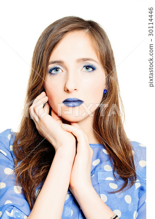 Blossom Blue Colors Portrait. Fashion Woman Blossom Blue Colors Portrait. Fashion Woman 30114446