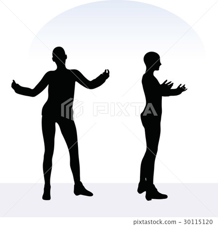 woman in angry pose on white background 30115120