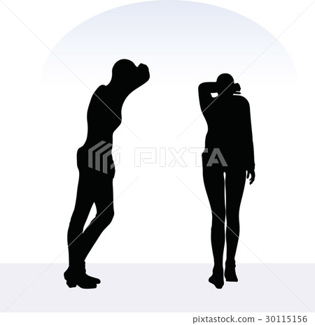 woman in anxious pose on white background 30115156