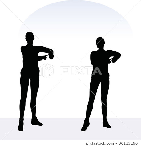 woman in blaming pose on white background 30115160