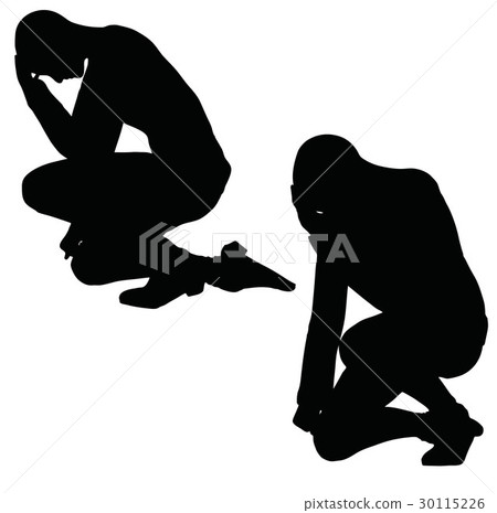 woman in sorrowful pose on white background 30115226