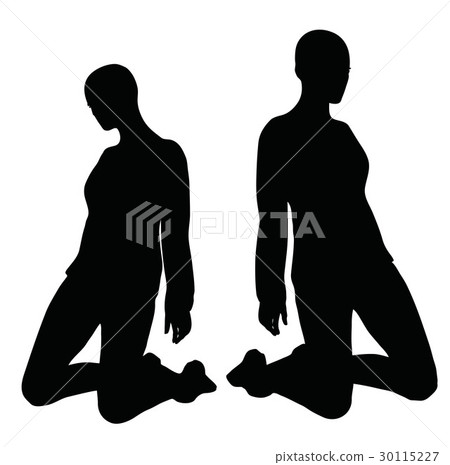 woman in sorrowful pose on white background 30115227