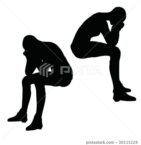 woman in sorrowful pose on white background woman in sorrowful pose on white background 30115229