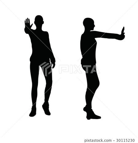woman in stern pose on white background 30115230