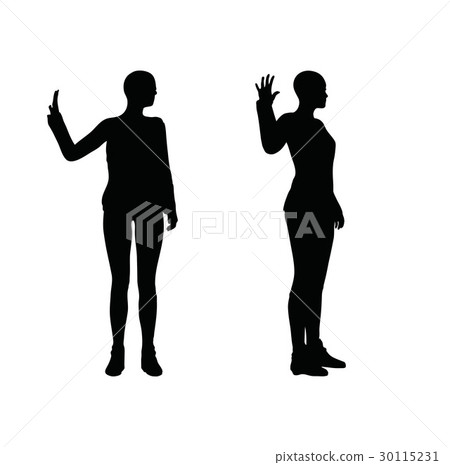 woman in stern pose on white background 30115231