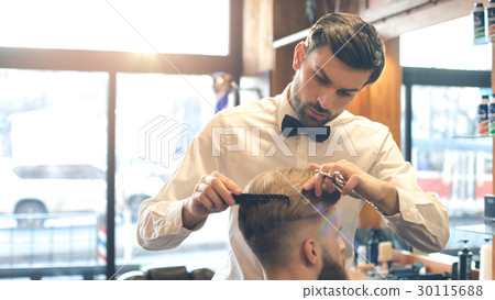 Young Man in Barbershop Hair Care Service Concept 30115688