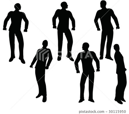 businessman silhouette in super power pose 30115950