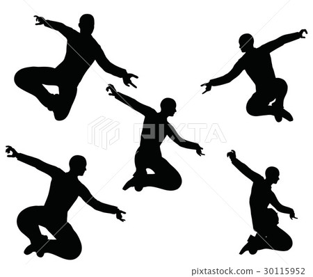 businessman silhouette in super power pose 30115952