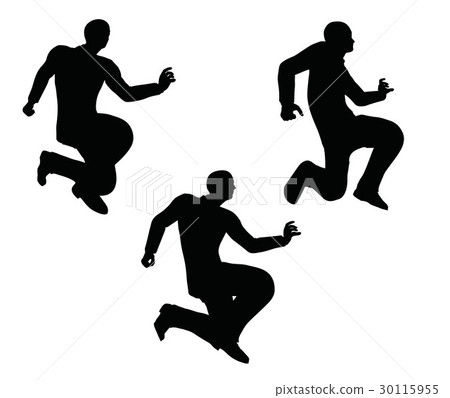 businessman silhouette in super power pose 30115955