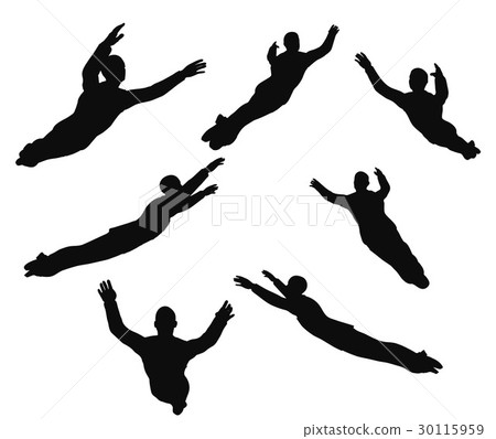 businessman silhouette in super power pose 30115959