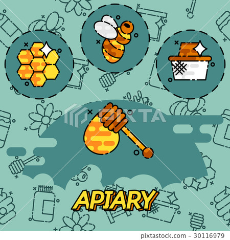Apiary flat icons set. 30116979
