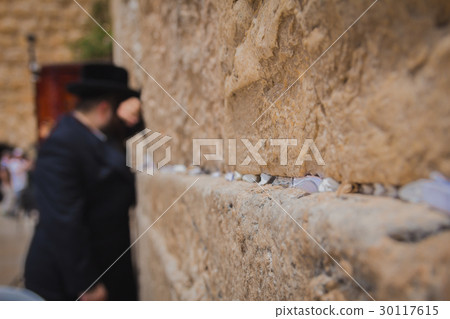 Religious orthodox jew praying at the Western Wall Religious orthodox jew praying at the Western Wall 30117615