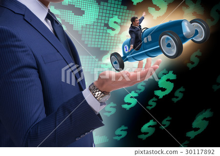 The man launching race car in start concept The man launching race car in start concept 30117892