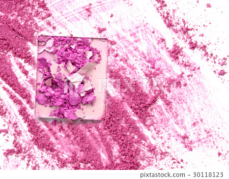 crumbled pink blush eyeshadow on white background crumbled pink blush eyeshadow on white background 30118123