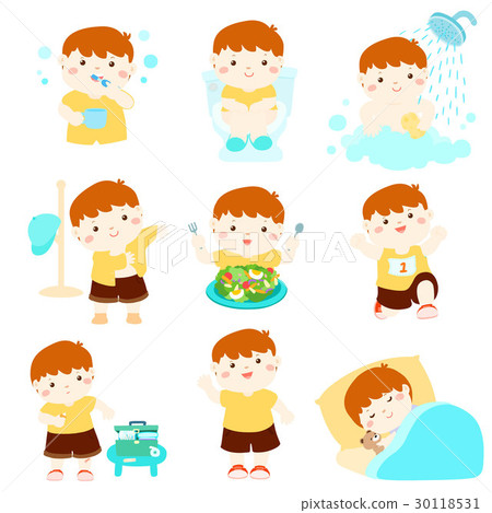 Healthy hygiene for boy cartoon vector 30118531