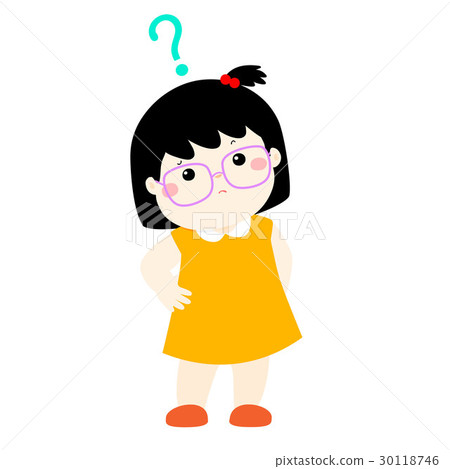 girl black hair wear glasses wondering character 30118746