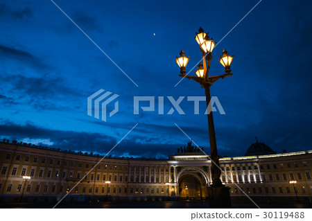 Dvortsovaya square in Saint-Petersburg at night Dvortsovaya square in Saint-Petersburg at night 30119488