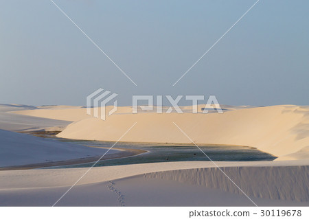 White sand dunes panorama from Lencois Maranhenses White sand dunes panorama from Lencois Maranhenses 30119678