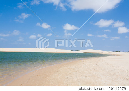 White sand dunes panorama from Lencois Maranhenses White sand dunes panorama from Lencois Maranhenses 30119679
