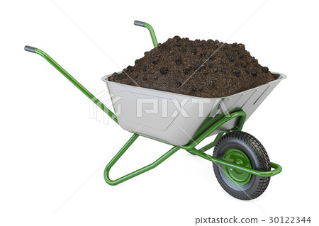 Garden wheelbarrow with soil or compost Garden wheelbarrow with soil or compost 30122344