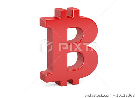 Red bitcoin symbol, 3D rendering 30122368