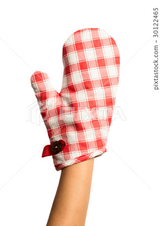 Oven protective mitten with woman hand 30122465