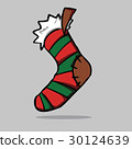 Red present with green bow, vector illustration. 30124639